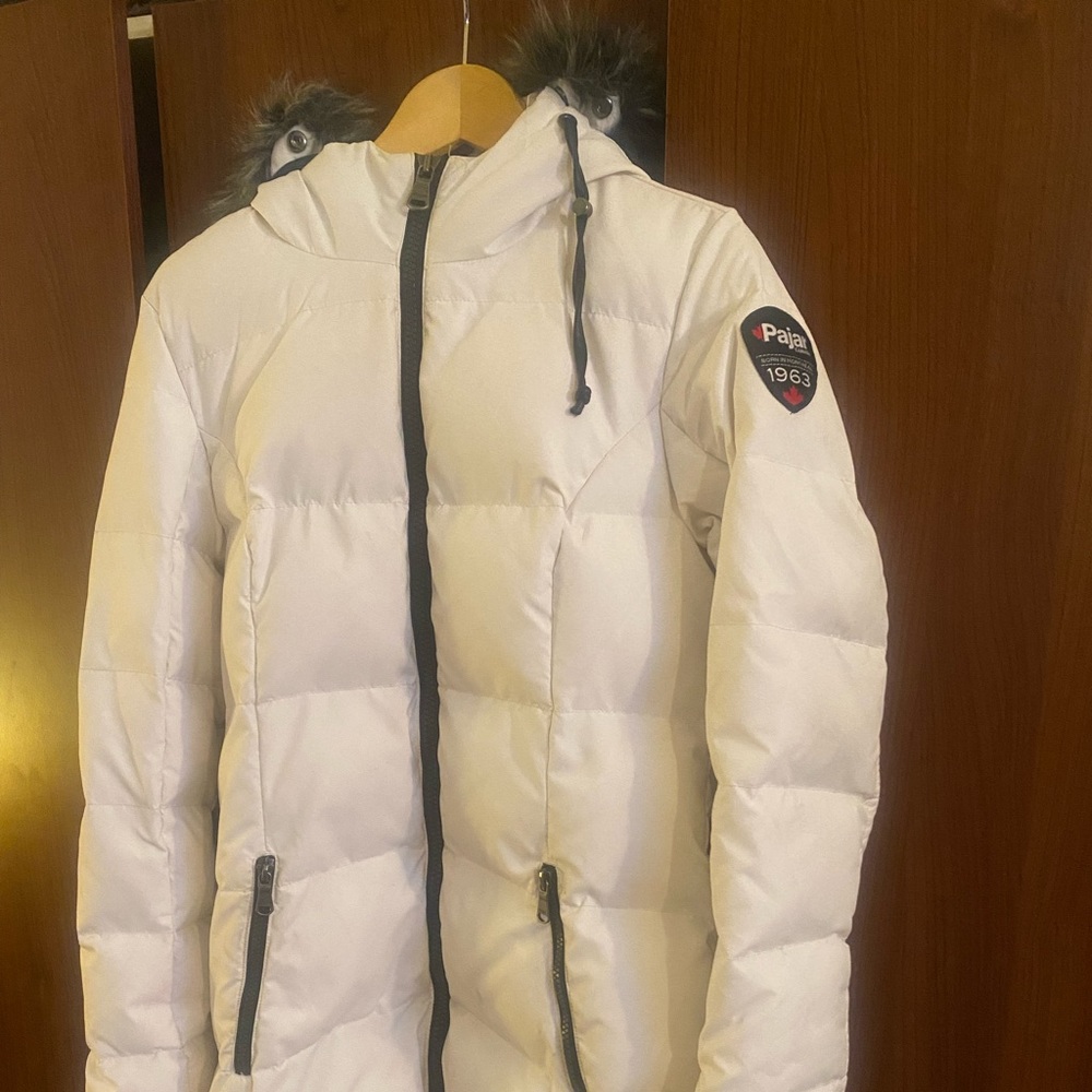 Pajar white long puff winter coat M